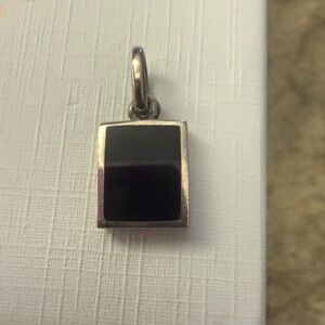 Sterling Silver 925 Black Onyx Rectangle Charm Pendant